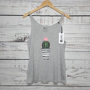 Jala Yoga Tank Top Grey Cactus Graphic | Small